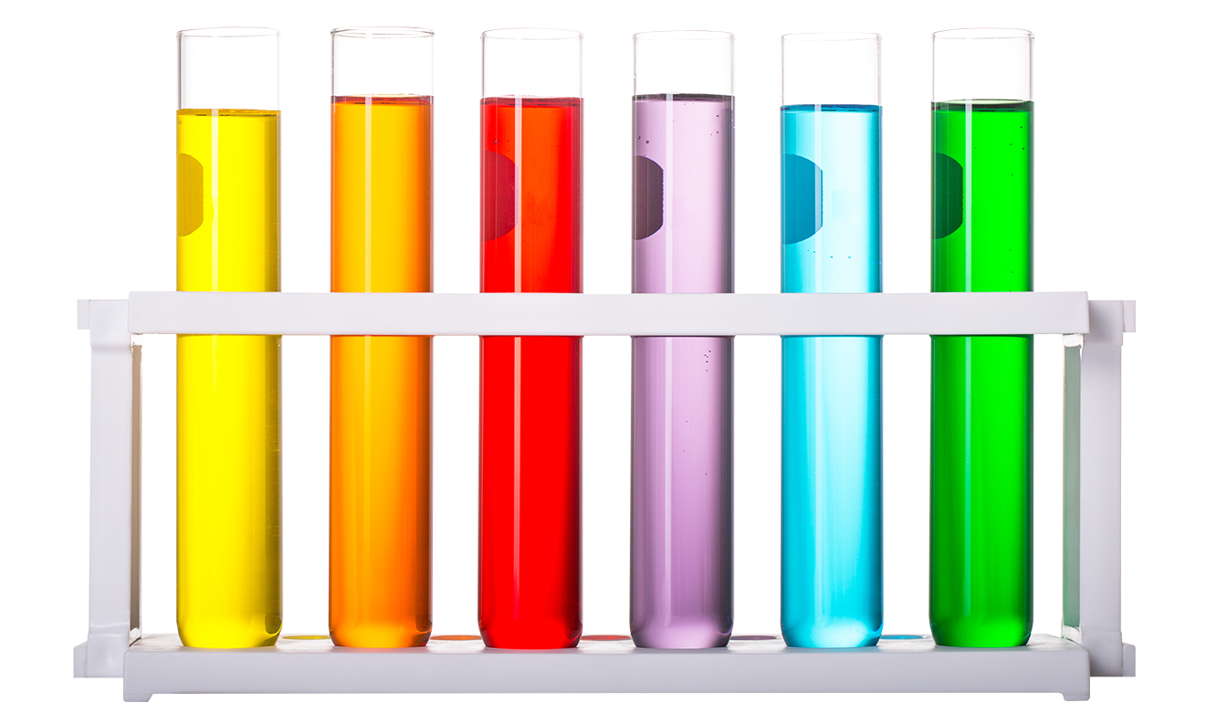 test tubes with colorful substances